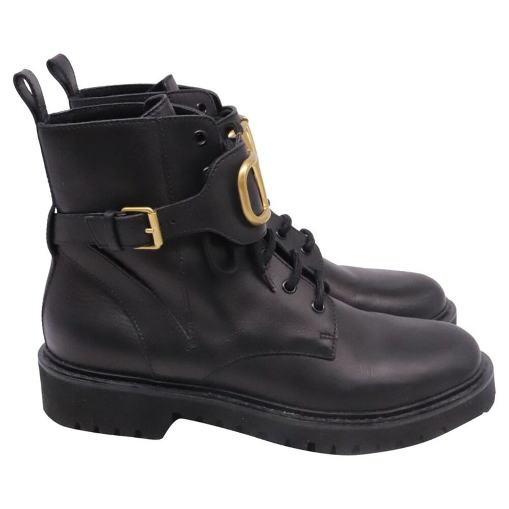 Valentino Garavani VLogo Signature Combat Boots in Black Leather